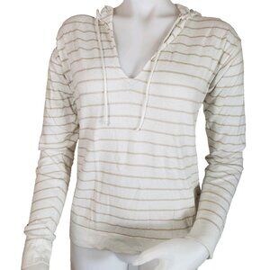 Lafayette 148 Hooded Sweater Womens S Lightweight White Stripe Wool Blend Resort